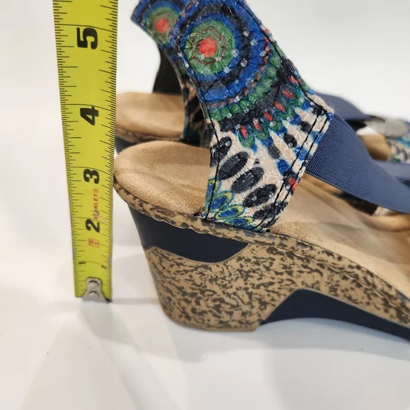 Rieker Antistress Blue Peacock Multi Patterned Wedge Sandals, EU 40, US 9 - Picture 6 of 6